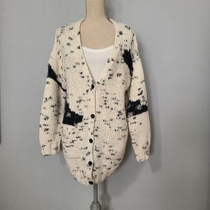 LIne Black and Cream Button Up‎ Sweater Size XS
